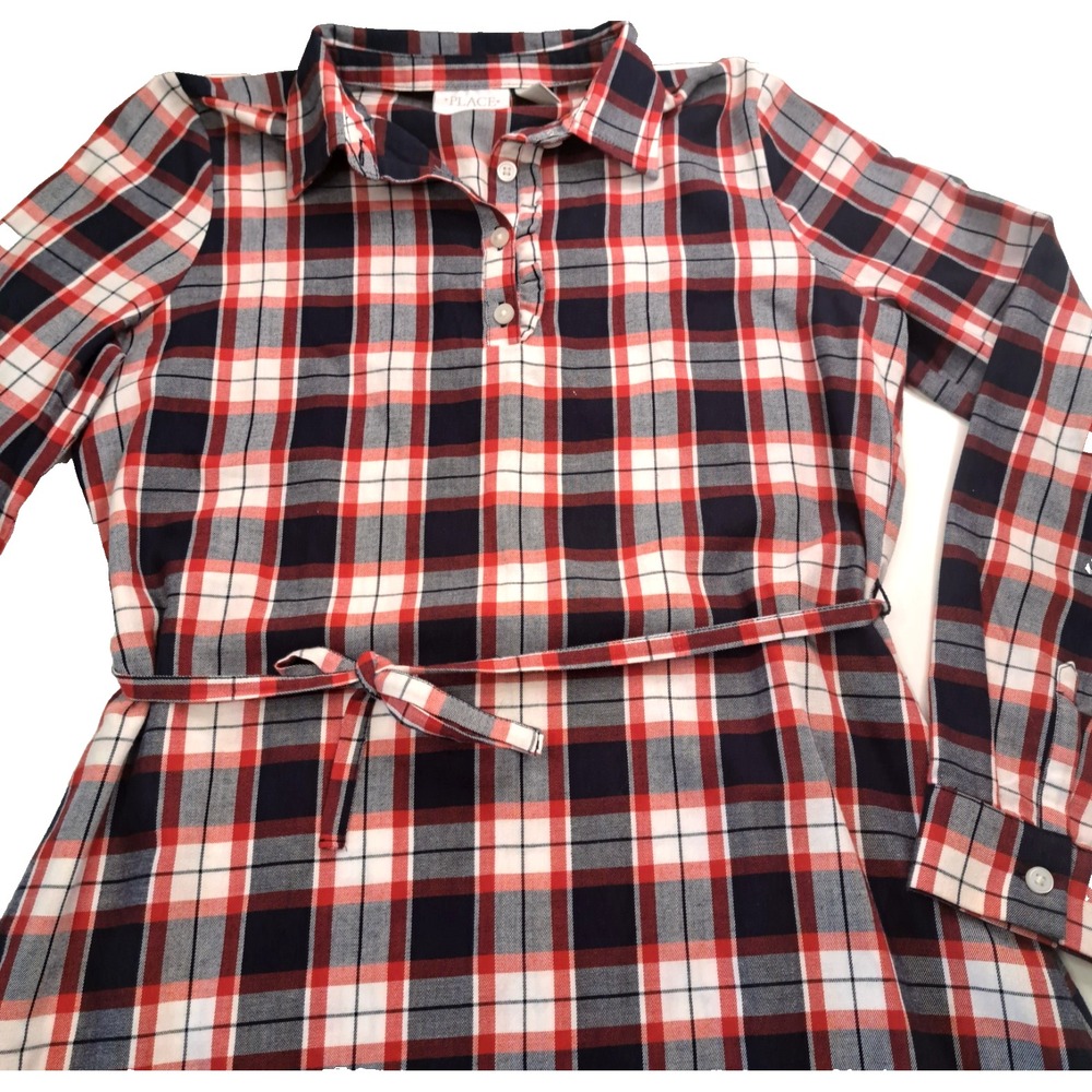 Children's Place Plaid Shirt Dress Girls Size 16 Preppy Classic Academia 32"L